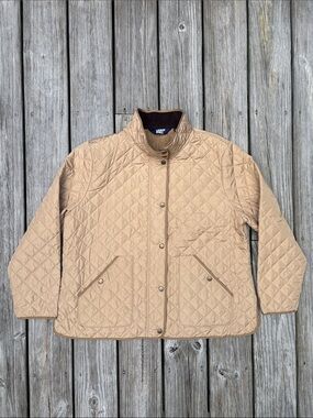 LANDS END | Beige Quilted Lightweight Utility Outdoors Barn Jacket | Size XL/P